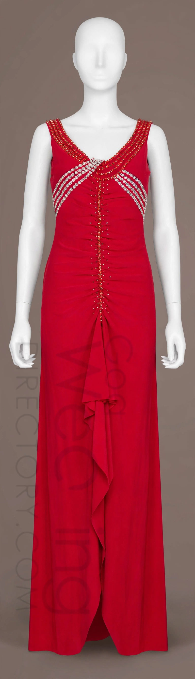 Red stretchable wedding gown small size on rent