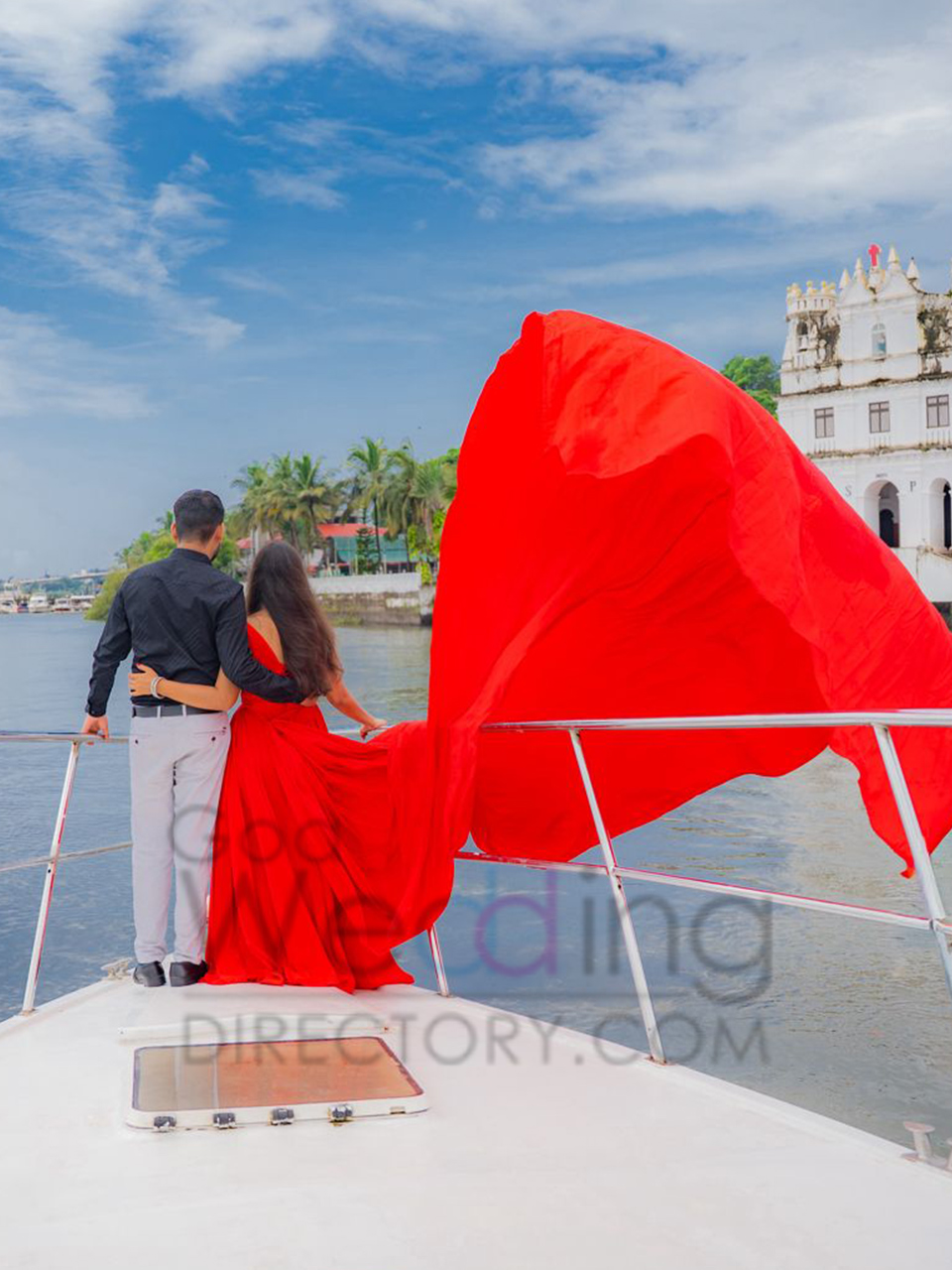 Red trail wedding gown on hire in goa