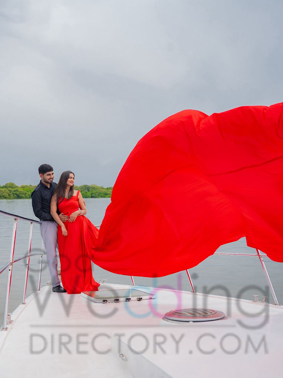 Red trail wedding gown on rent