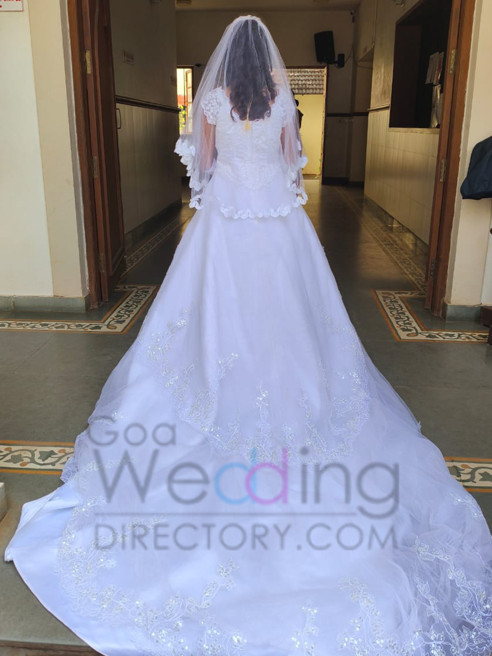 white wedding trail gown hire in goa